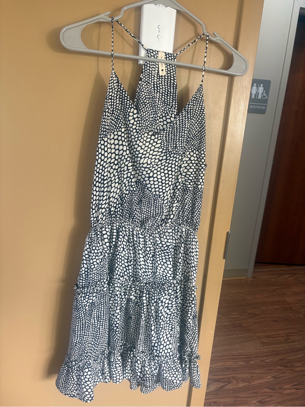 Tyche Black and White Polka Dot Tiered Mini Dress